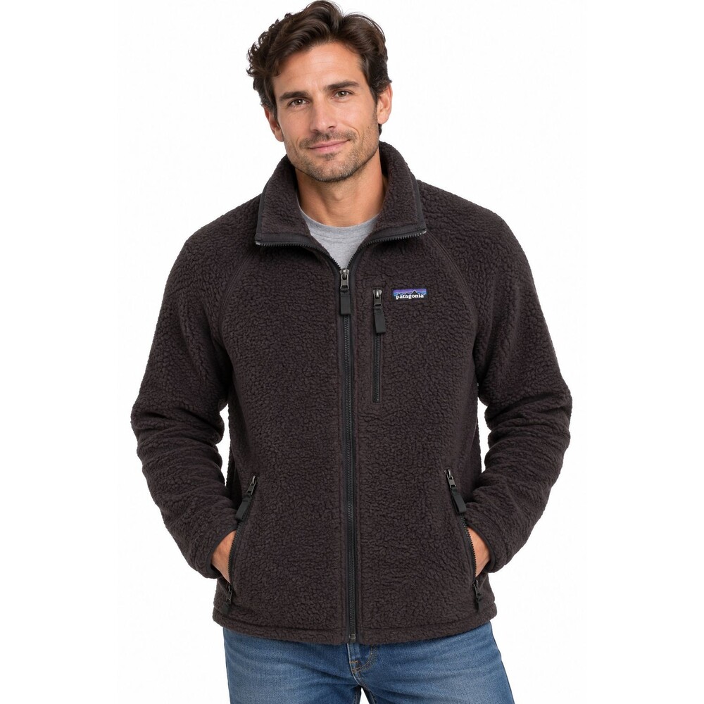 Patagonia Men's Retro Pile Fleece Full Zip Black Size XL? Double Sided Shearling